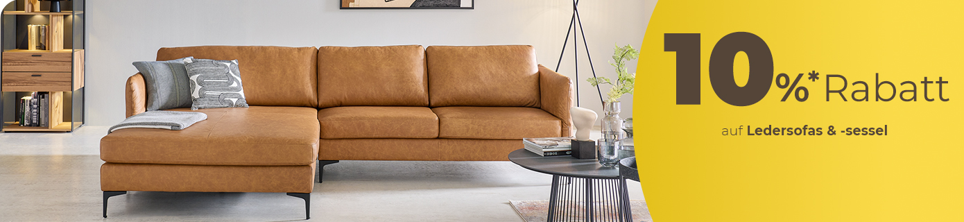Aktionsbanner mit dem Hinweis 10% auf Sofas mit Funktion & Hocker
