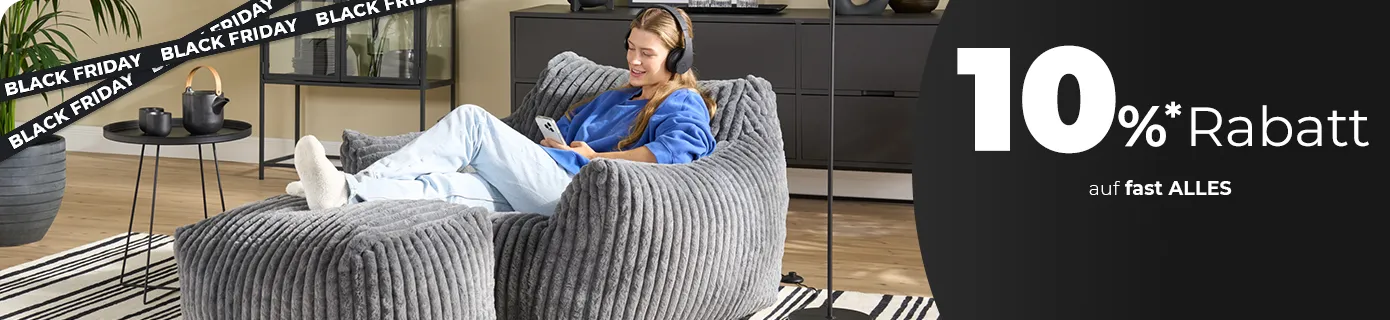 Aktionsbanner mit dem Hinweis 10% auf Sofas mit Funktion & Hocker