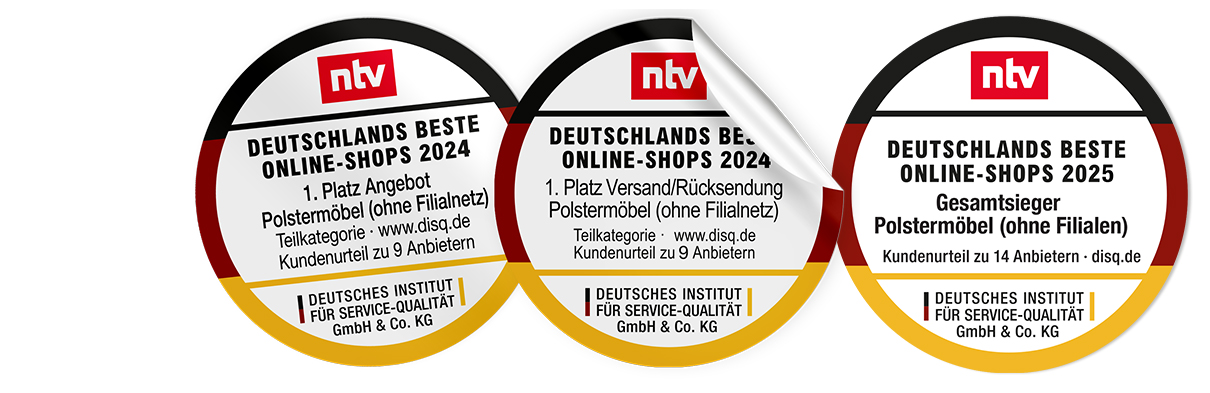 Alle Siegel von sofa.de nebeneinander gestellt