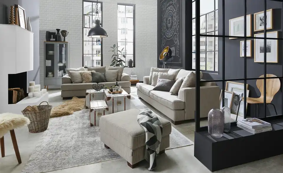 SOHO Großes Loungesofa Franka braun - Webstoff, in Wohnsituation
