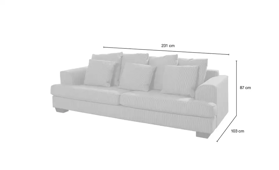 SOHO Großes Loungesofa Franka braun - Webstoff, Bemaßung