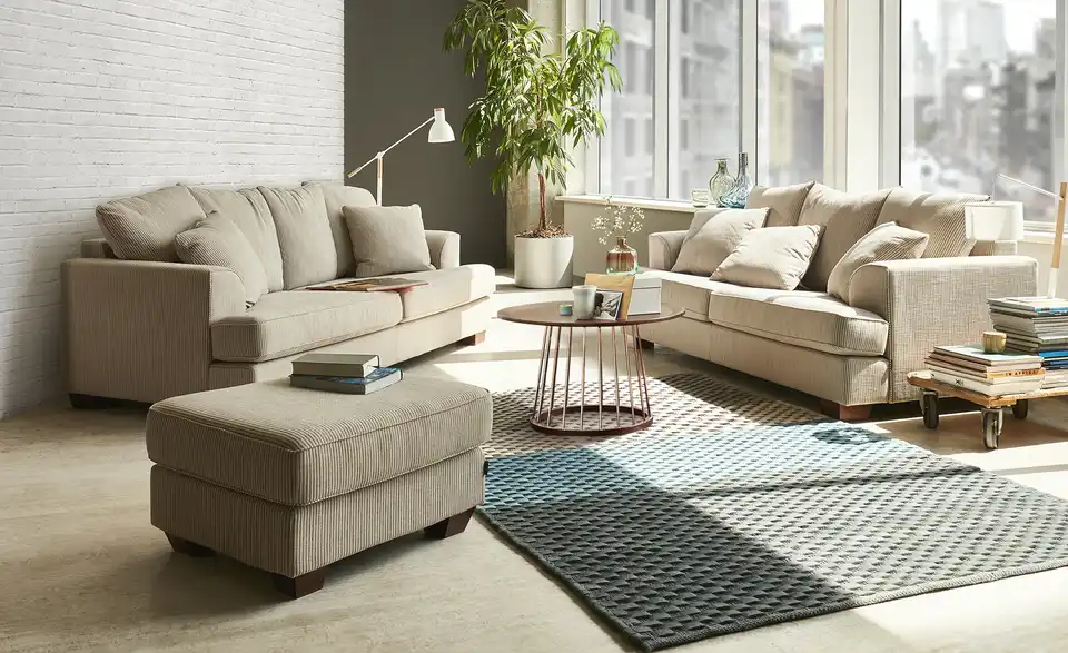 SOHO Großes Loungesofa Franka braun - Webstoff, in Wohnsituation