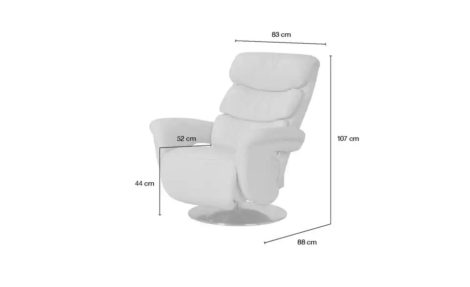 himolla Leder-Relaxsessel 7628 creme - Leder, Bemaßung