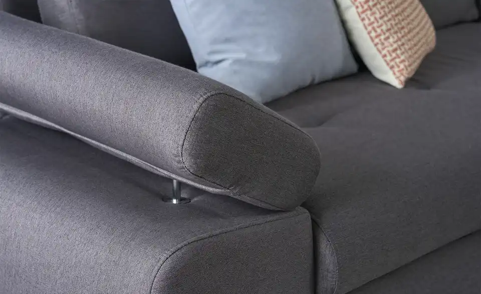 smart Ecksofa Ibby grau - Flachgewebe, Detailansicht