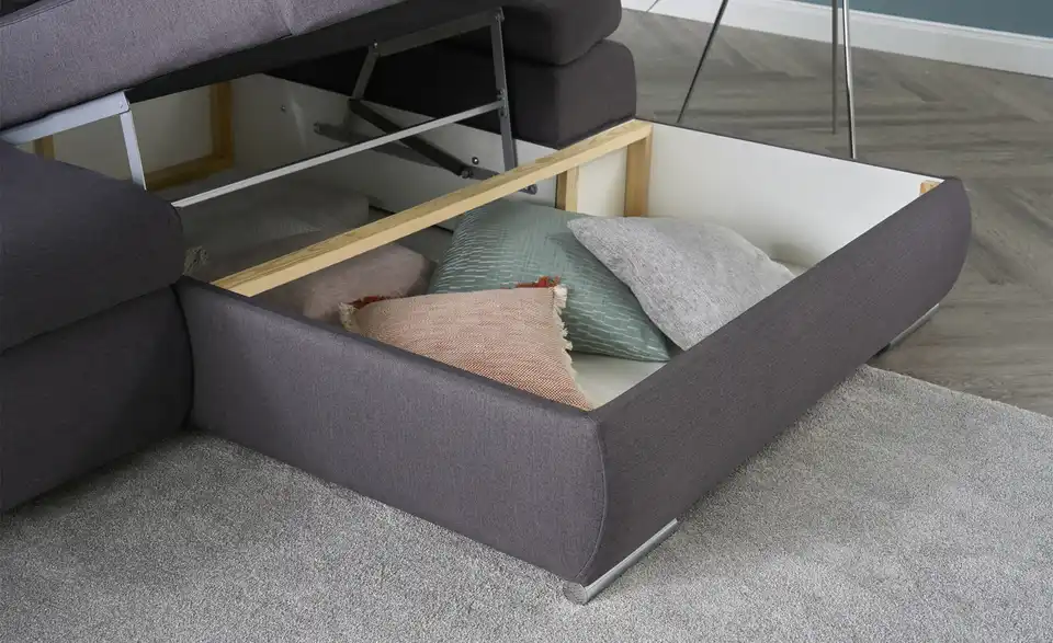 smart Ecksofa Ibby grau - Flachgewebe, Detailansicht
