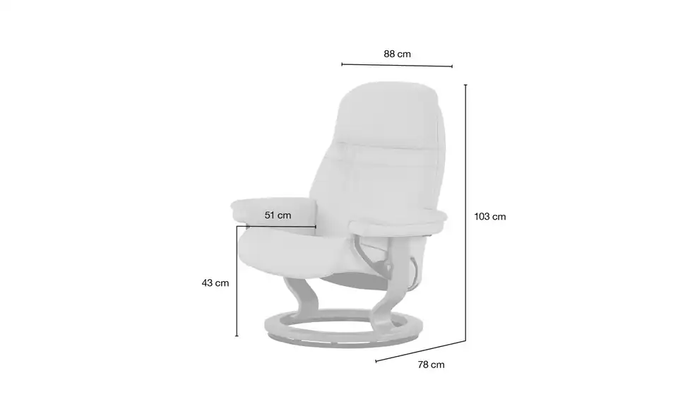 Stressless Relaxsessel mit Hocker Sunrise L creme - Leder, Bemaßung