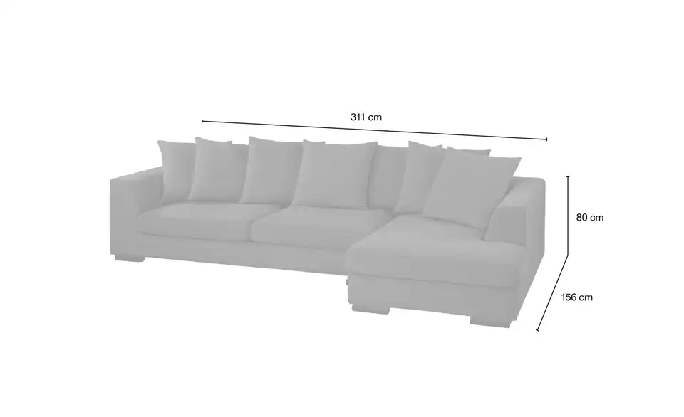 SOHO Ecksofa Paulina weiß - Webstoff, Bemaßung