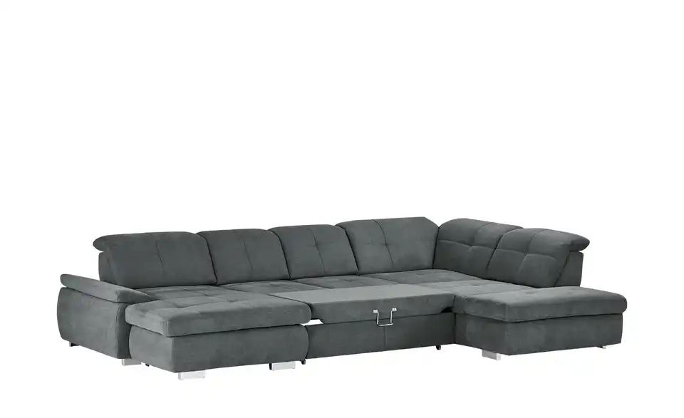 Wohnlandschaft mit Funktion grau - Mikrofaser | Grau, rechts