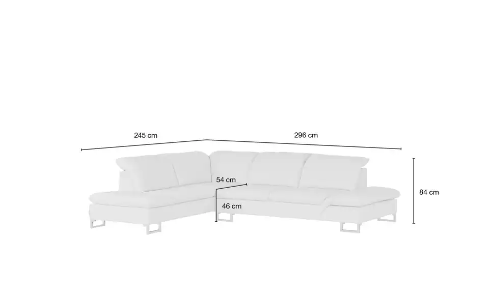 W.SCHILLIG Ledersofa Saraa creme - Leder, Bemaßung