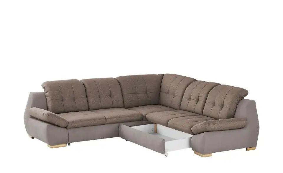 Ecksofa | Moccabraun / Dunkelbeige