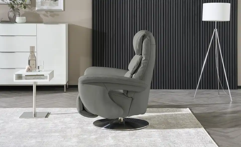 himolla Leder-Relaxsessel 7628 grau - Leder, Profilansicht