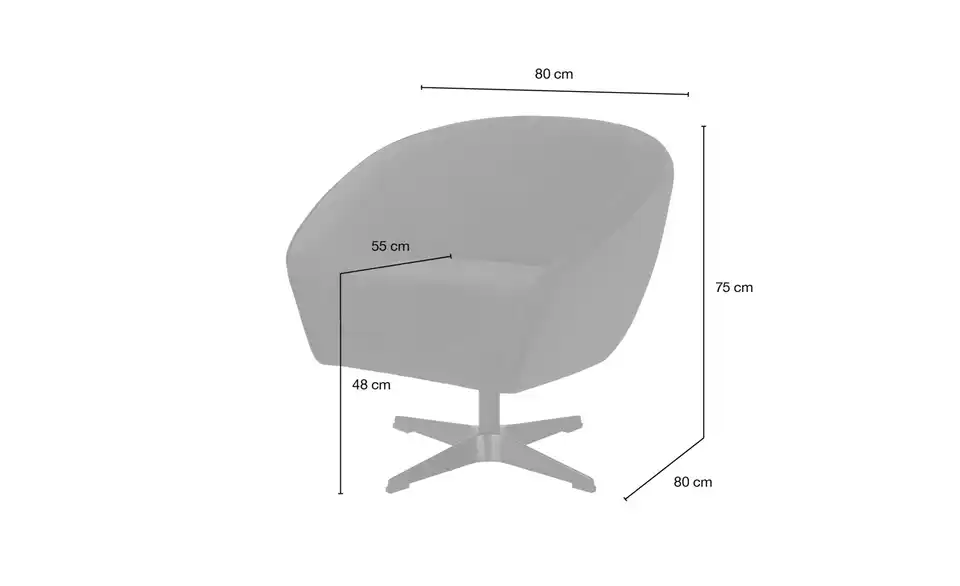 switch Drehsessel Roma Mikrofaser, Bemaßung