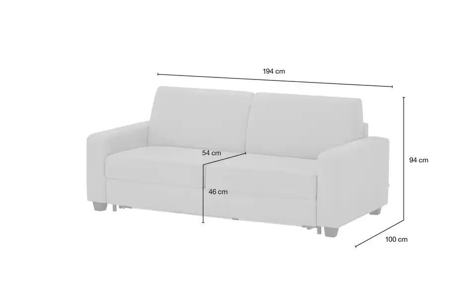 smart Schlafsofa Valencia, Bemaßung