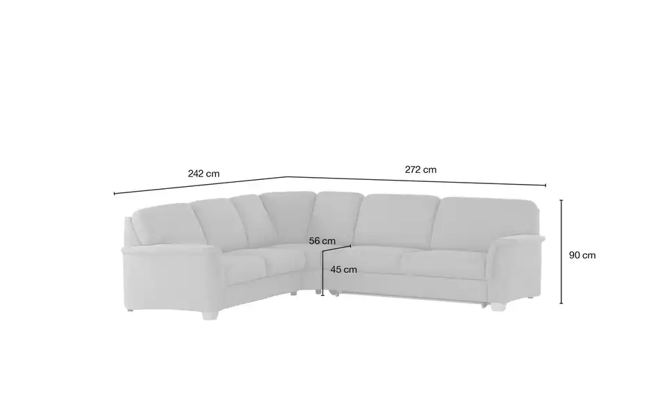 smart Ecksofa Valencia, Bemaßung