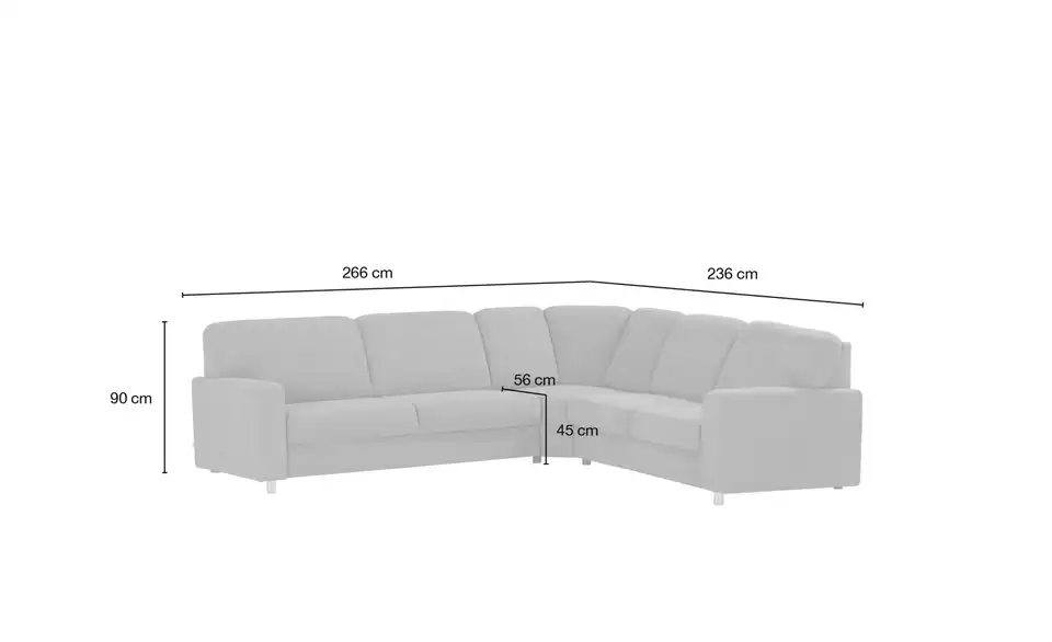 smart Ecksofa Valencia, Bemaßung