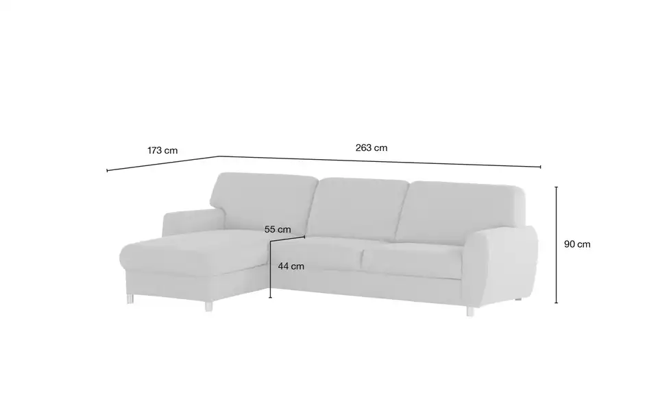 smart Ecksofa Valencia, Bemaßung