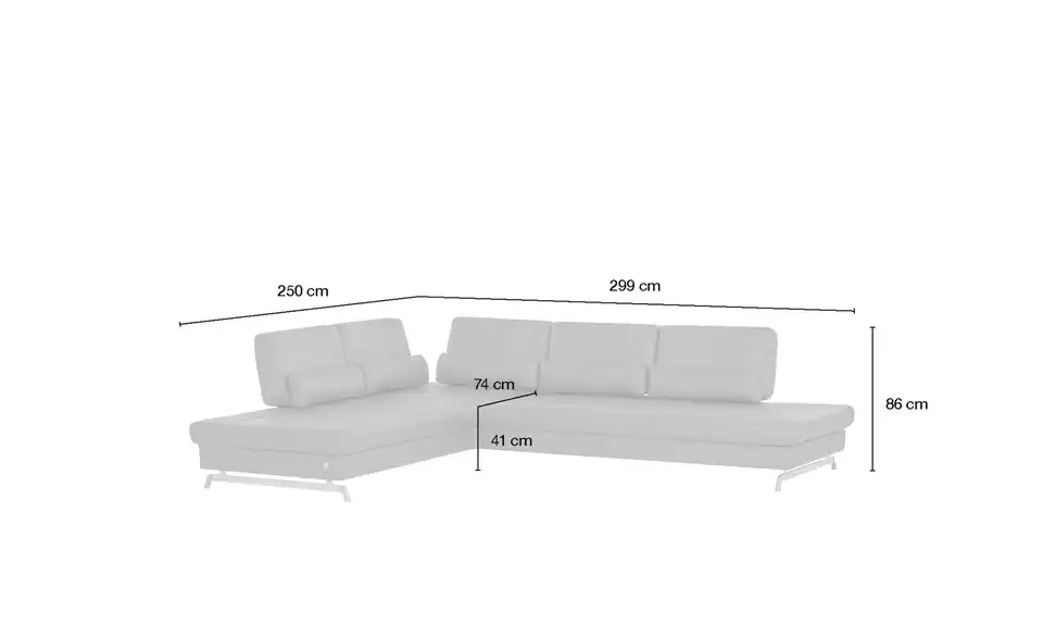 JOOP! Ecksofa Leder Loft 8108, Bemaßung