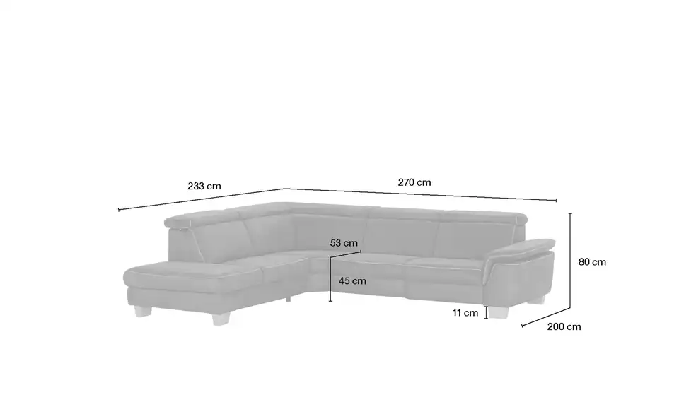 meinSofa Ecksofa Beata, Bemaßung