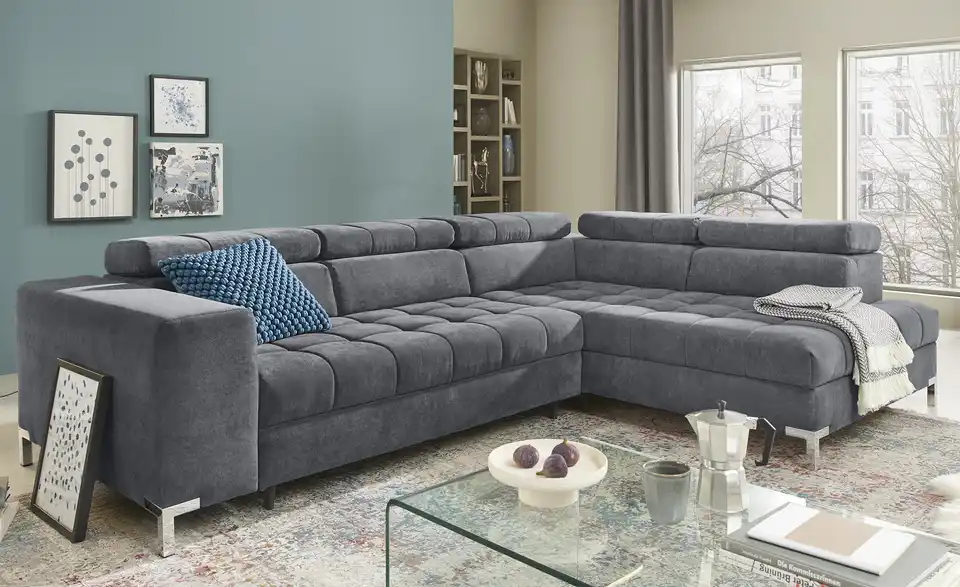 Ecksofa Arte mit verstellbaren Kopfstützen, in Wohnsituation