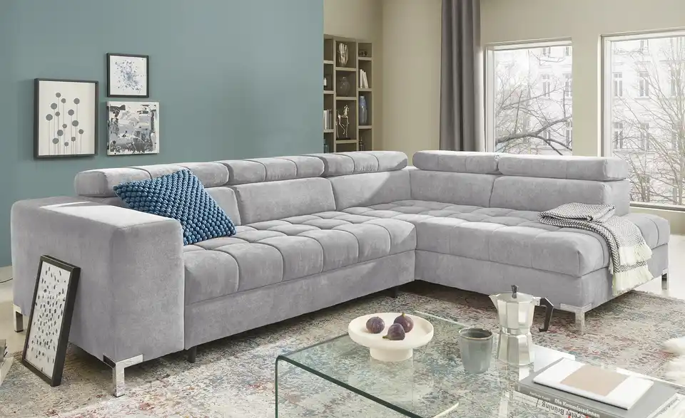 Ecksofa Arte mit verstellbaren Kopfstützen, in Wohnsituation