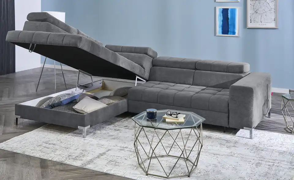 Ecksofa Arte mit verstellbaren Kopfstützen, Funktionsansicht