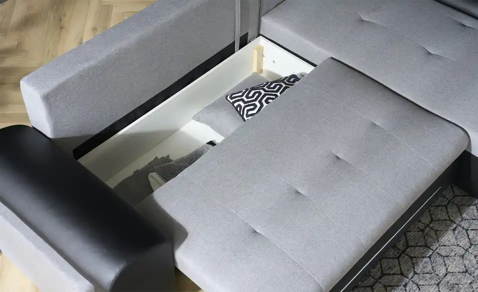 Ecksofa Emma mit Beleuchtung und Schlaffunktion, Detailansicht