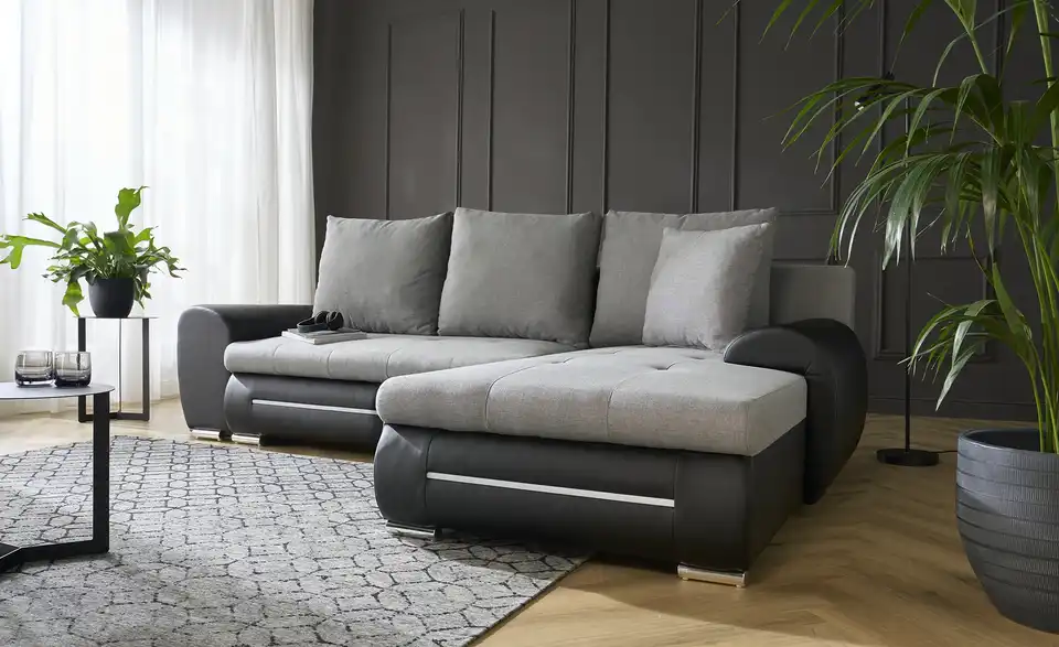 Ecksofa Emma mit Beleuchtung und Schlaffunktion, in Wohnsituation