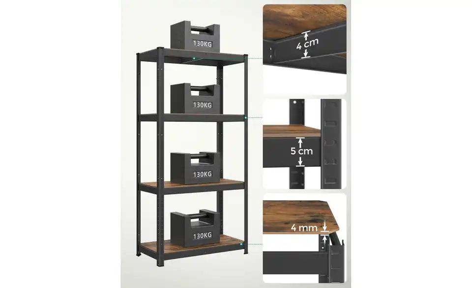 Schwerlastregal, Bild mit Text