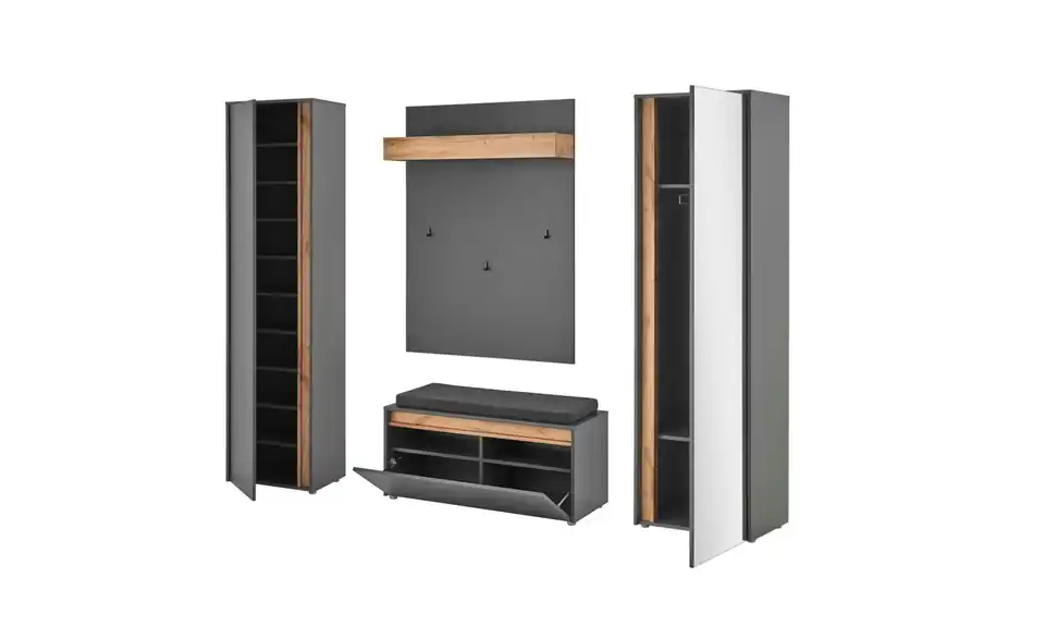 Garderobenkombination, geöffnet