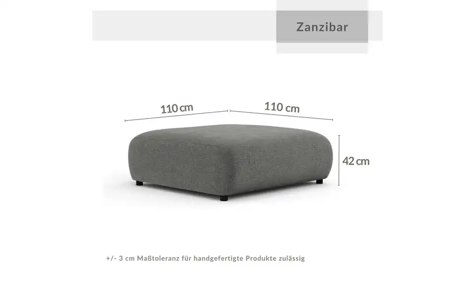 Hocker Zanzibar, Bemaßung