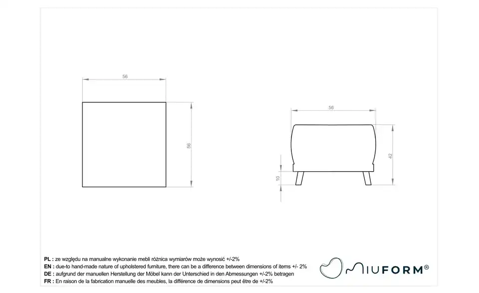 Miuform Fußhocker Dazzling Daisy, Bemaßung