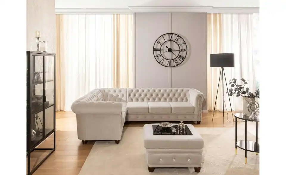 S-STYLE Chesterfield Hocker Cleo Blink, in Wohnsituation