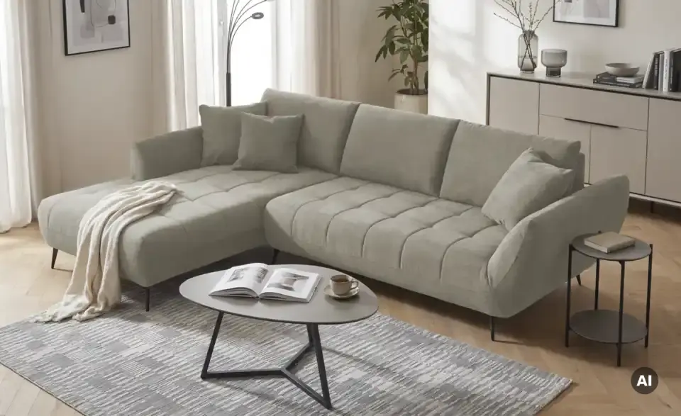 bobb Ecksofa Carly mit Sitztiefenverstellung, in Wohnsituation