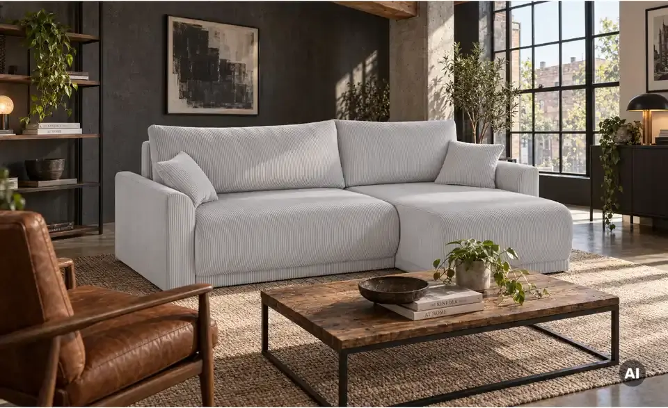 Ecksofa Malyn mit Schlaffunktion, in Wohnsituation
