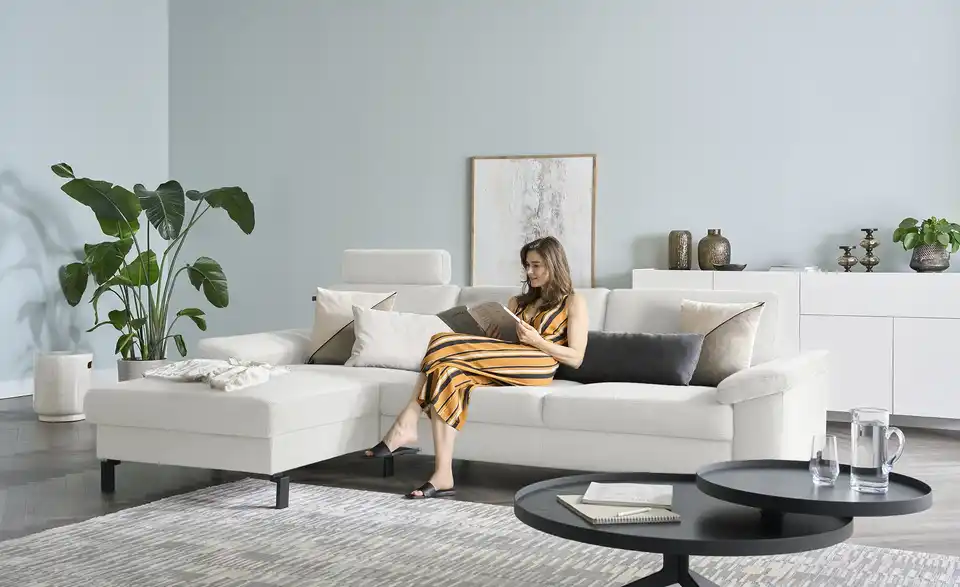 Max Schelling Ecksofa Maximum Move Feincord, in Wohnsituation