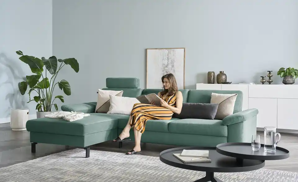 Max Schelling Ecksofa Maximum Move Feincord, in Wohnsituation