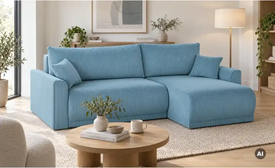 Ecksofa Malyn mit Schlaffunktion, in Wohnsituation