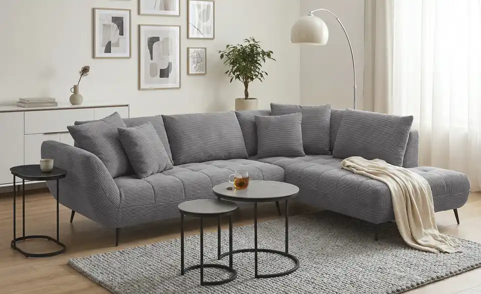 bobb Ecksofa Carly Novaspring mit Sitztiefenverstellung, in Wohnsituation