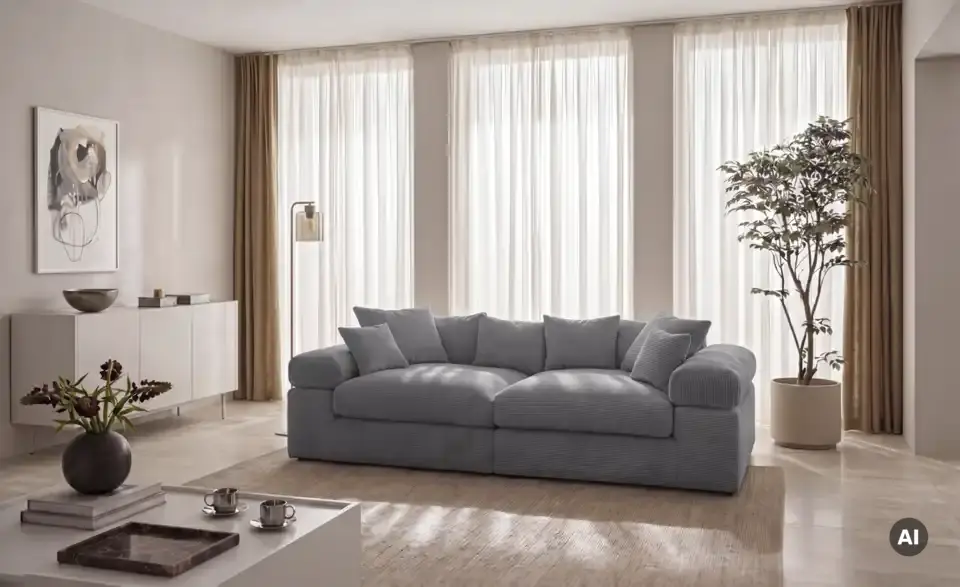 smart Big Sofa Lianea in modernem Cord, in Wohnsituation