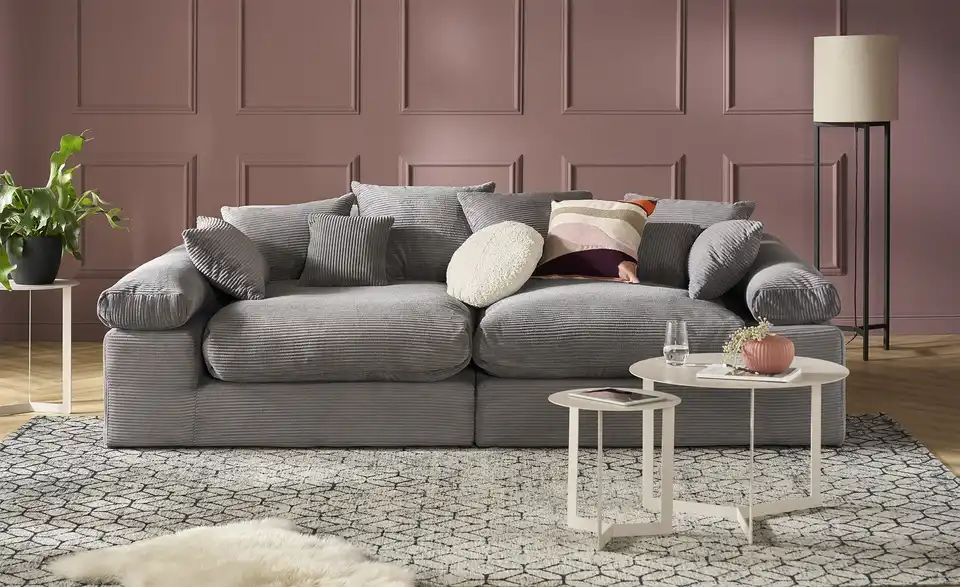 smart Big Sofa Lianea in modernem Cord, Frontansicht