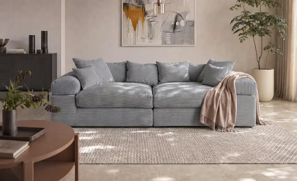 smart Big Sofa Lianea in modernem Cord, in Wohnsituation