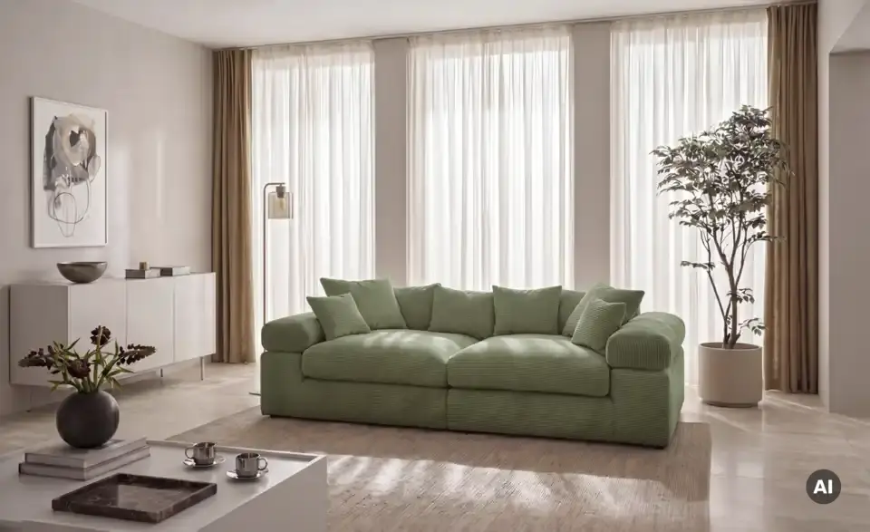 smart Big Sofa Lianea in modernem Cord, in Wohnsituation