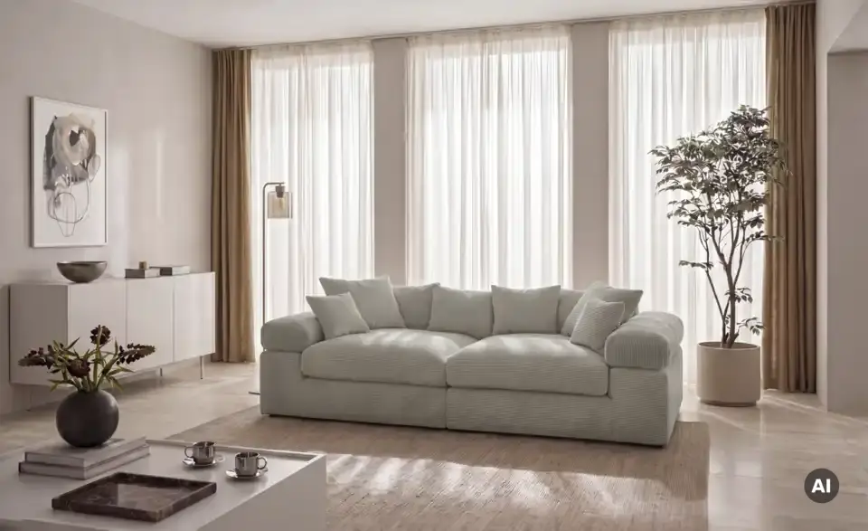 smart Big Sofa Lianea in modernem Cord, in Wohnsituation