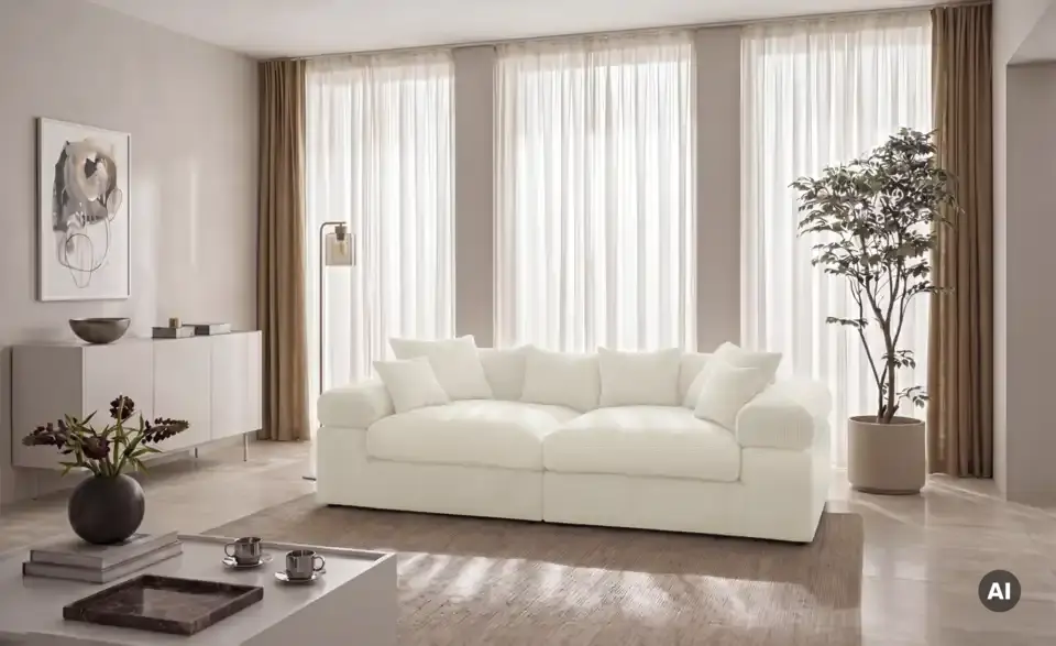 smart Big Sofa Lianea in modernem Cord, in Wohnsituation
