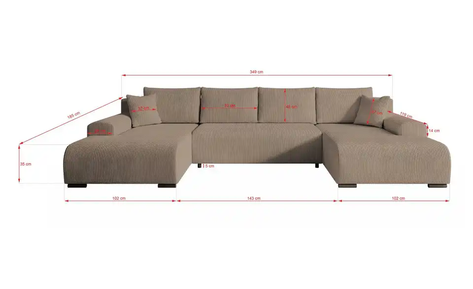 Wohnlandschaft Nelly, Bemaßung