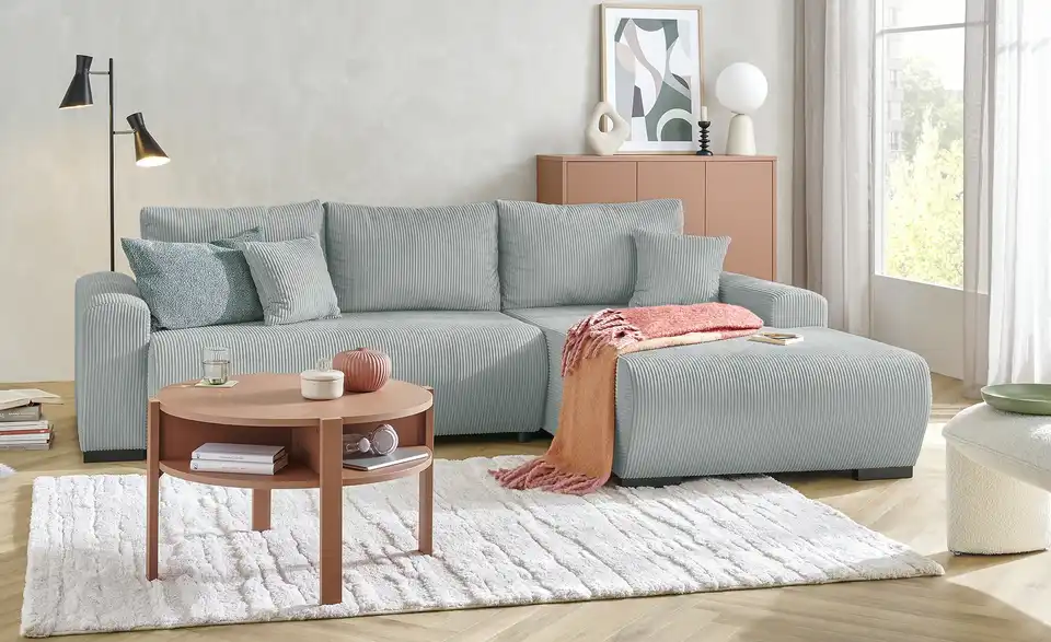 Ecksofa Nelly mit Schlaffunktion, in Wohnsituation