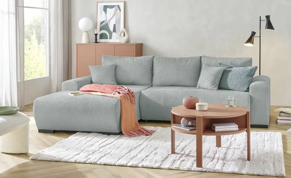 Ecksofa Nelly mit Schlaffunktion, in Wohnsituation