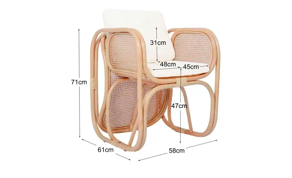 Sessel Morotai, Bemaßung