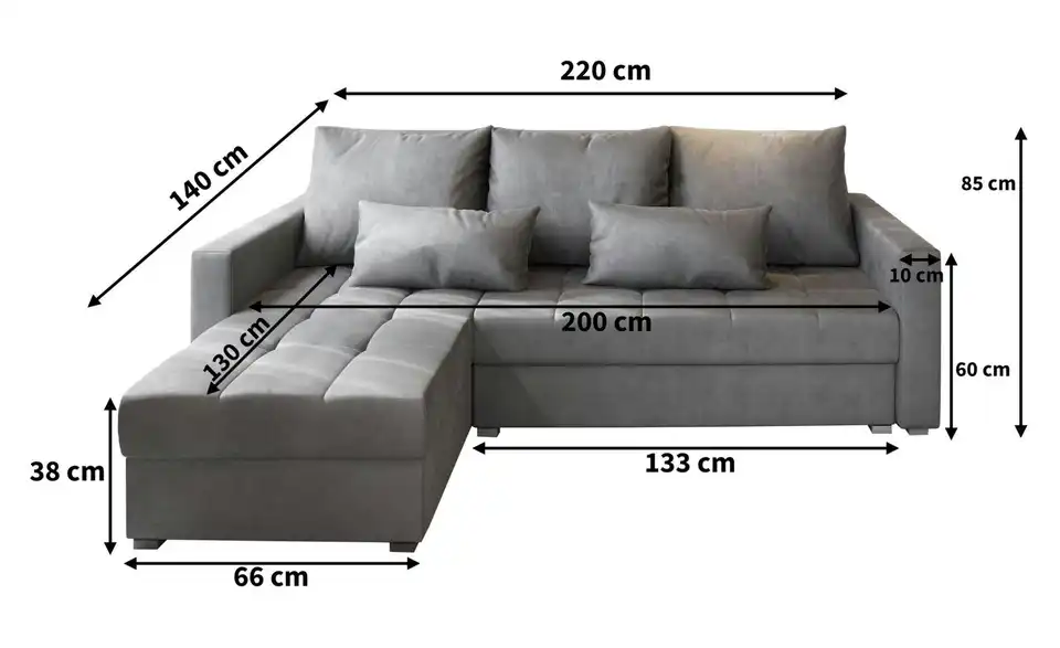 MASSENO Ecksofa Kos, Bemaßung