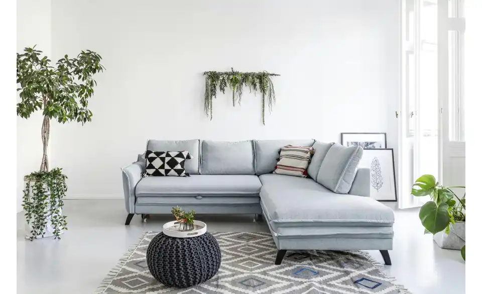 Miuform Ecksofa Charming Charlie mit Schlaffunktion, in Wohnsituation